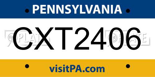 CXT2406 Pennsylvania License Plate