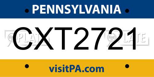 CXT2721 Pennsylvania License Plate