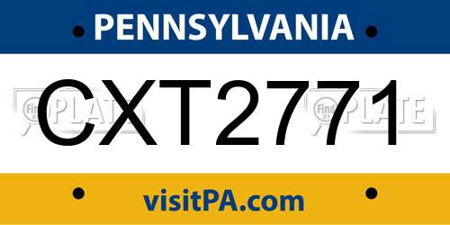CXT2771 Pennsylvania License Plate