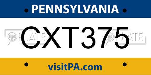 CXT375 Pennsylvania License Plate