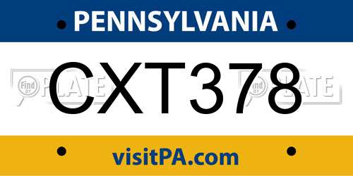 CXT378 Pennsylvania License Plate