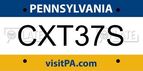 CXT37S Pennsylvania License Plate