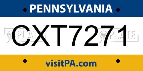 CXT7271 Pennsylvania License Plate