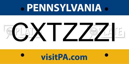 CXTZZZI Pennsylvania License Plate