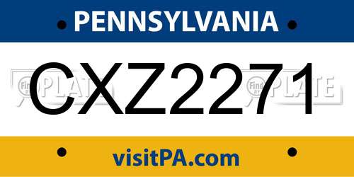 CXZ2271 Pennsylvania License Plate