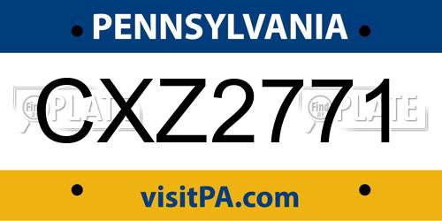 CXZ2771 Pennsylvania License Plate