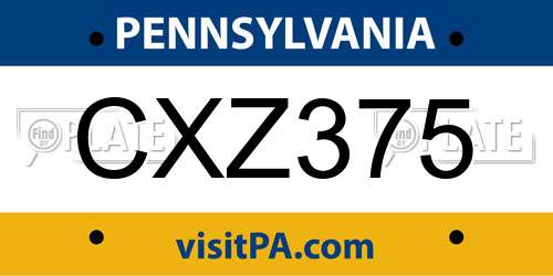 CXZ375 Pennsylvania License Plate