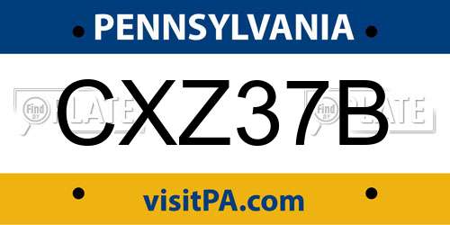 CXZ37B Pennsylvania License Plate
