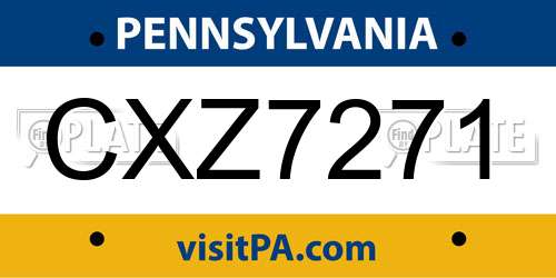 CXZ7271 Pennsylvania License Plate