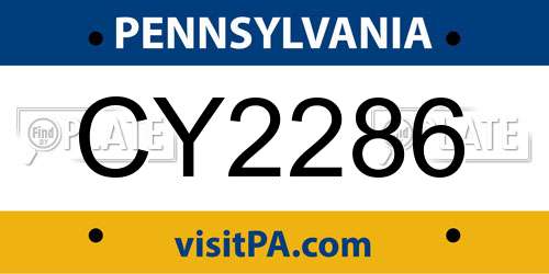 CY2286 Pennsylvania License Plate
