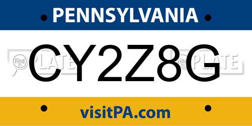 CY2Z8G Pennsylvania License Plate