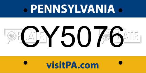 CY5076 Pennsylvania License Plate