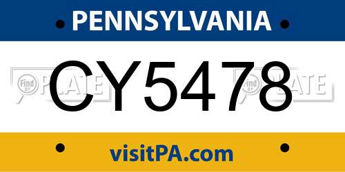 CY5478 Pennsylvania License Plate