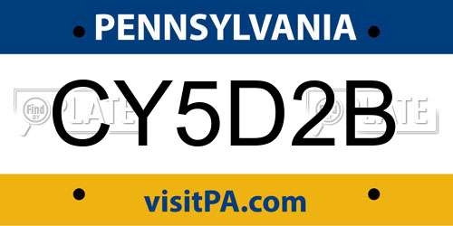 CY5D2B Pennsylvania License Plate