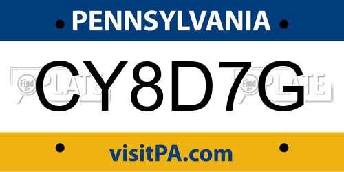 CY8D7G Pennsylvania License Plate