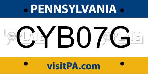 CYB07G Pennsylvania License Plate