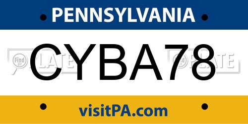 CYBA78 Pennsylvania License Plate