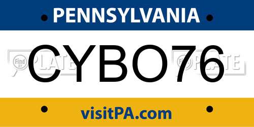 CYBO76 Pennsylvania License Plate