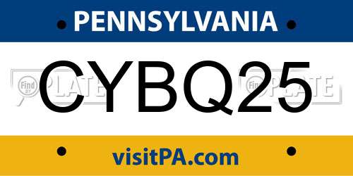 CYBQ25 Pennsylvania License Plate
