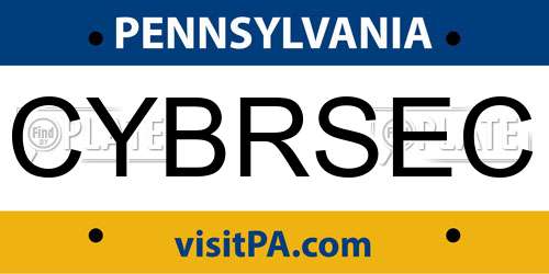 CYBRSEC Pennsylvania License Plate