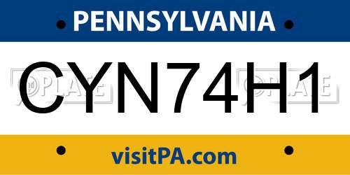 CYN74H1 Pennsylvania License Plate