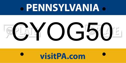 CYOG50 Pennsylvania License Plate