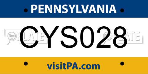 CYS028 Pennsylvania License Plate