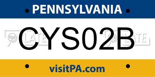 CYS02B Pennsylvania License Plate