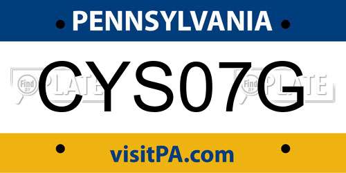 CYS07G Pennsylvania License Plate