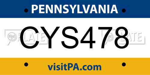 CYS478 Pennsylvania License Plate