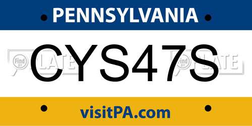 CYS47S Pennsylvania License Plate