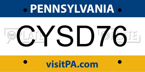 CYSD76 Pennsylvania License Plate