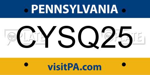 CYSQ25 Pennsylvania License Plate