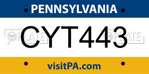 CYT443 Pennsylvania License Plate