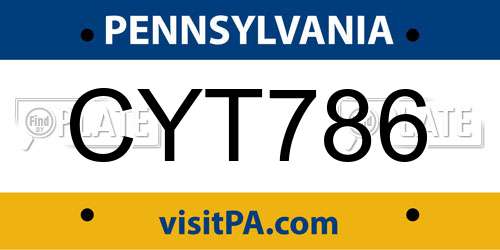 CYT786 Pennsylvania License Plate