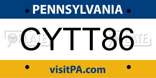 CYTT86 Pennsylvania License Plate