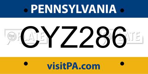 CYZ286 Pennsylvania License Plate