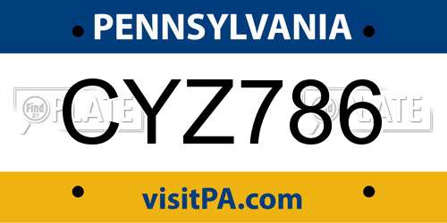 CYZ786 Pennsylvania License Plate