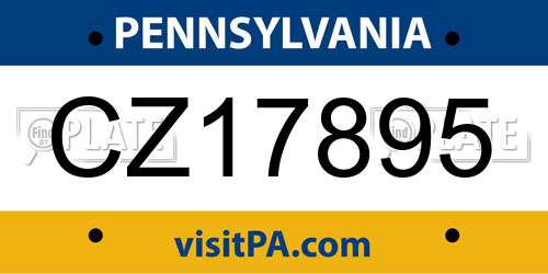 CZ17895 Pennsylvania License Plate