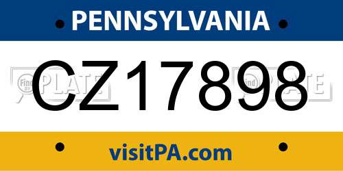 CZ17898 Pennsylvania License Plate