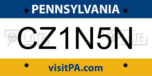 CZ1N5N Pennsylvania License Plate