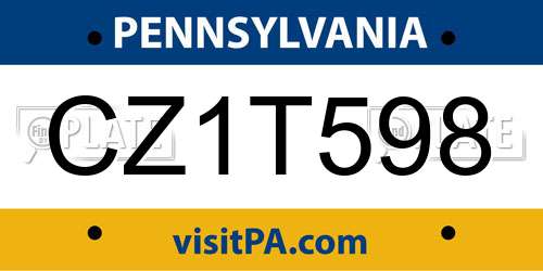 CZ1T598 Pennsylvania License Plate