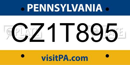 CZ1T895 Pennsylvania License Plate