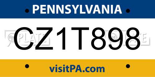 CZ1T898 Pennsylvania License Plate