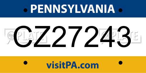 CZ27243 Pennsylvania License Plate