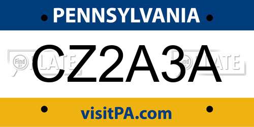 CZ2A3A Pennsylvania License Plate