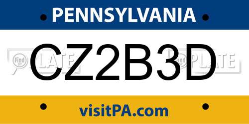 CZ2B3D Pennsylvania License Plate
