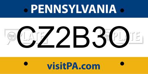CZ2B3O Pennsylvania License Plate