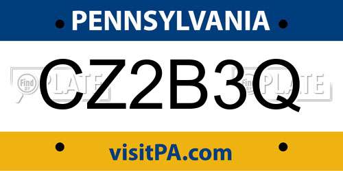 CZ2B3Q Pennsylvania License Plate