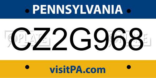 CZ2G968 Pennsylvania License Plate